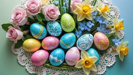 Colorful decorated eggs 