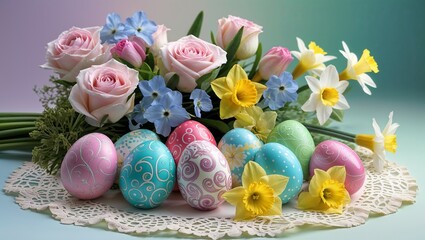 Fototapeta premium Colorful decorated eggs 