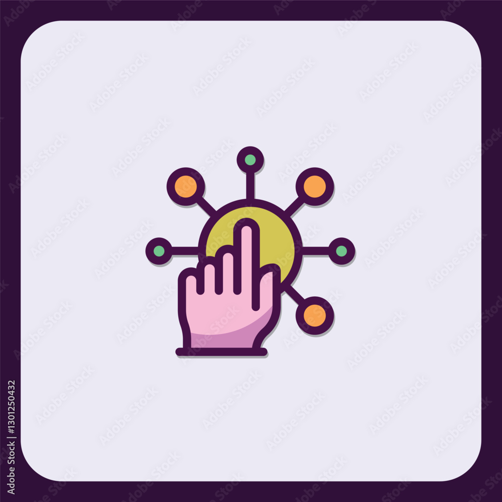 Poster fingerprint network interaction concept featuring a hand icon with nodes