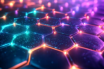 Glowing Hexagon Network, Abstract Background, Technology, Futuristic Design