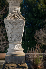 Marble carved base detail with droplets