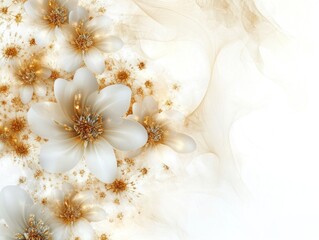 Obraz premium Elegant white and gold floral design with soft background.