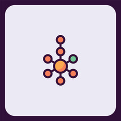 Stylized Molecular Structure Icon with Conenctions and Circular Elements