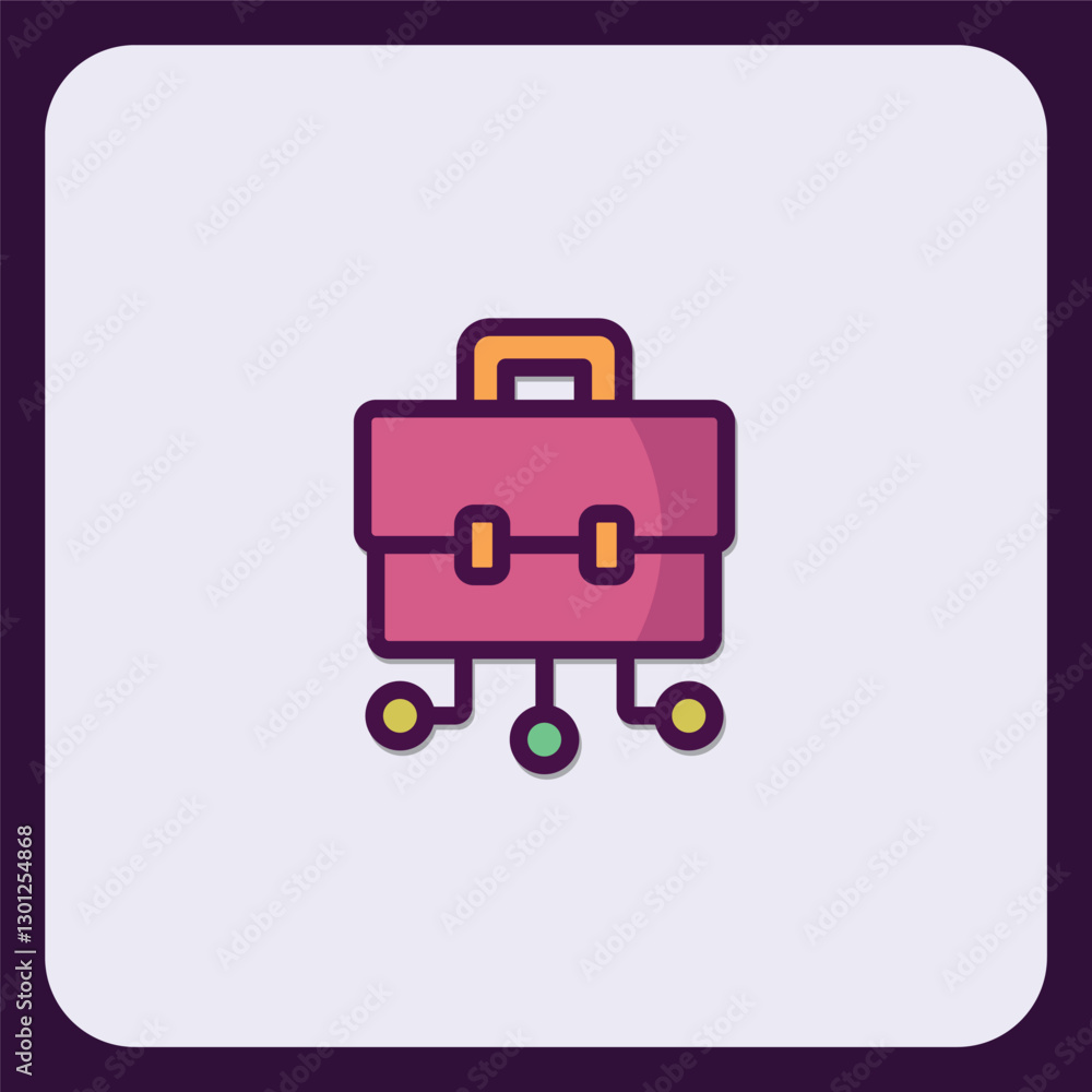 Poster vibrant briefcase icon displaying a network connection for modern business
