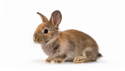 Obraz premium Four-Month-Old Rabbit: Sitting Isolated on White Background