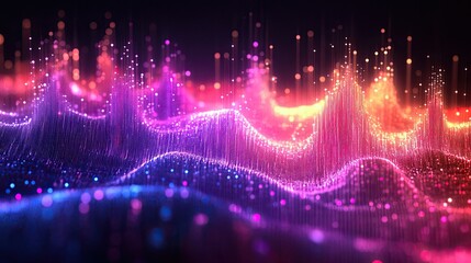 Big data network visualization concept, linking digital music and abstract sciencex