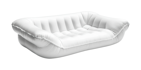 Comfortable white inflatable sofa ideal for outdoor relaxation and casual gatherings during summer events, cut out