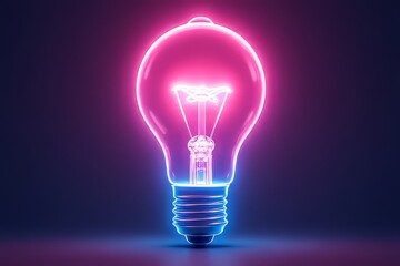 Neon Light Bulb - Innovation and Creativity Concept Image