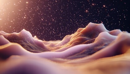 Blurry golden and lilac bokeh lights floating in a cosmic pastel mist, forming a dreamy celestial effect