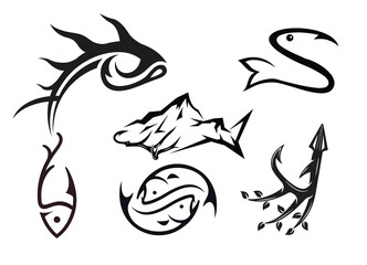 fish hunting Deer Duck and minimalist logo design	