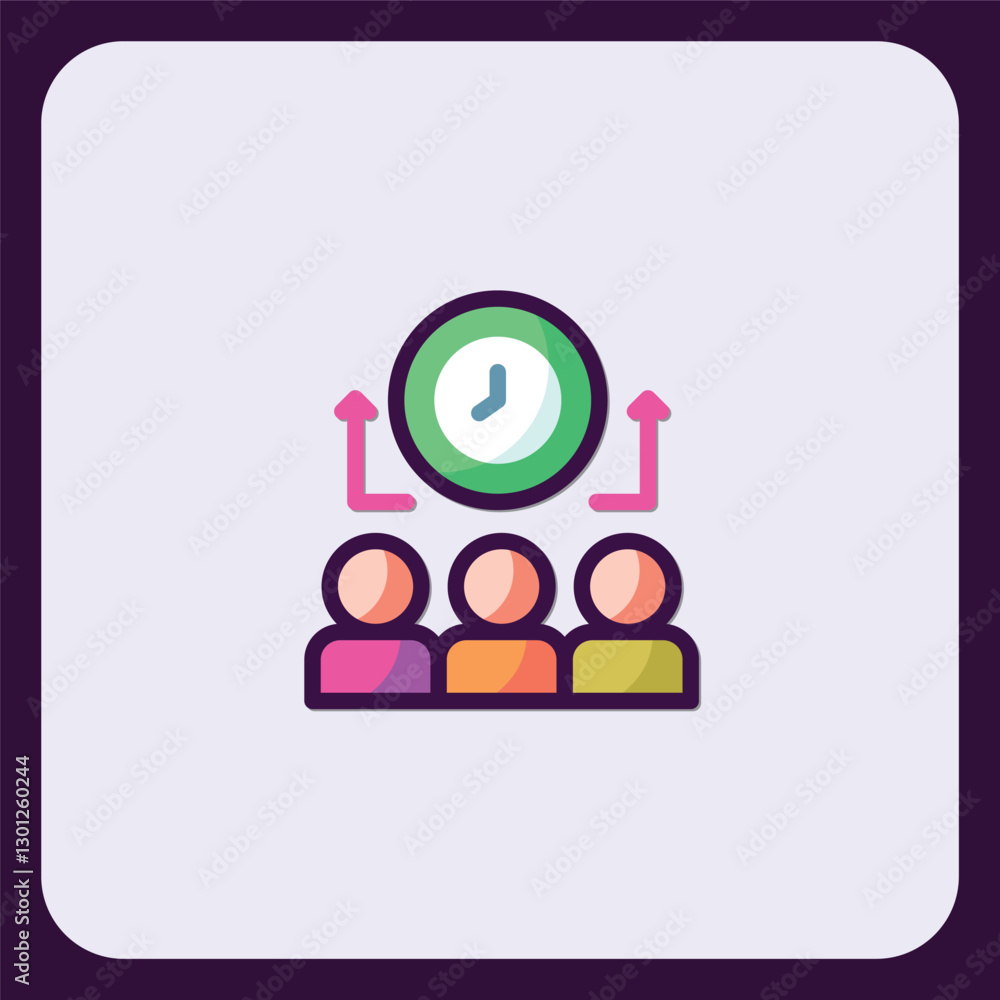 Poster efficient team performance symbolized by clock and ascending arrows vector