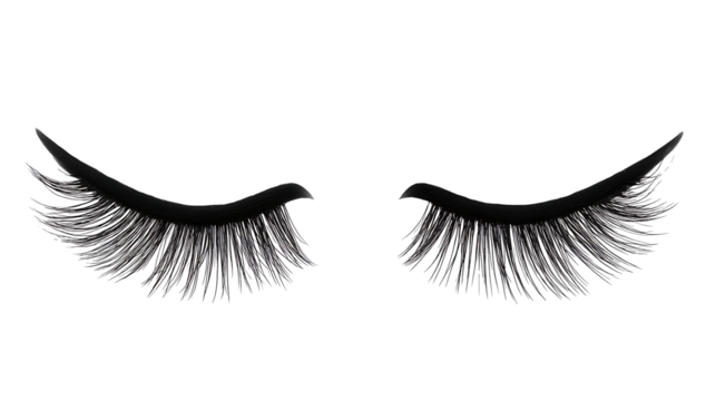 Black false eyelashes, on a transparent background. high resolution PNG file