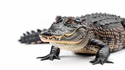 Obraz premium Alligator on an isolated white background, object focused, png, stock image, hd quality, natural look
