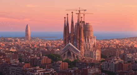 Sagrada Familia at Sunset in Barcelona