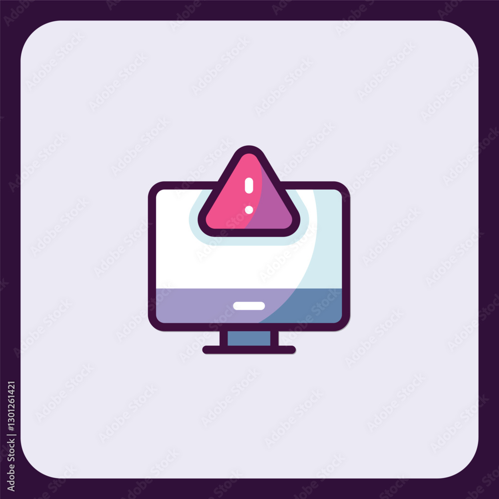 Poster computer error icon, system failure alert notification illustration design