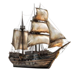 Fototapeten Pirate ship model isolated on transparent background © Mehedy