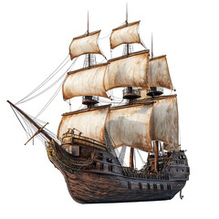 Pirate ship model isolated on transparent background