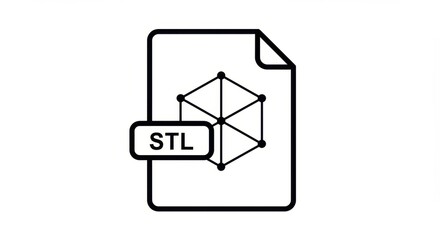 Minimalist Line Art Illustration of an STL File Document