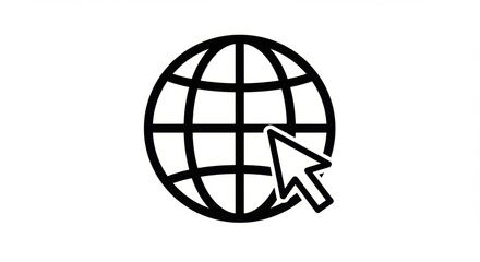 Black and Bold Globe Illustration with Cursor