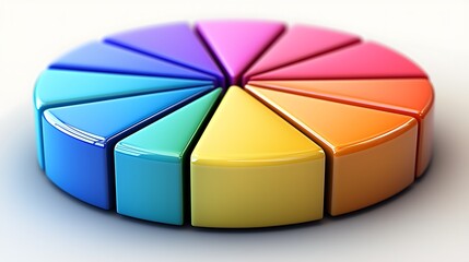 Obraz premium Sliced colorful pie chart on white surface