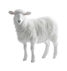 Fototapeta premium Realistic representation of a white sheep on a plain background for educational material and animal-themed designs, cut out