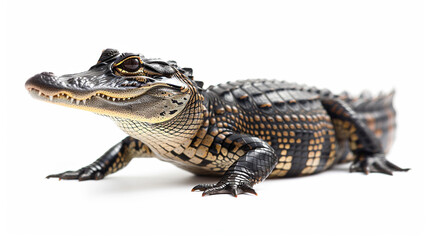Naklejka premium Alligator on an isolated white background, object focused, png, stock image, hd quality