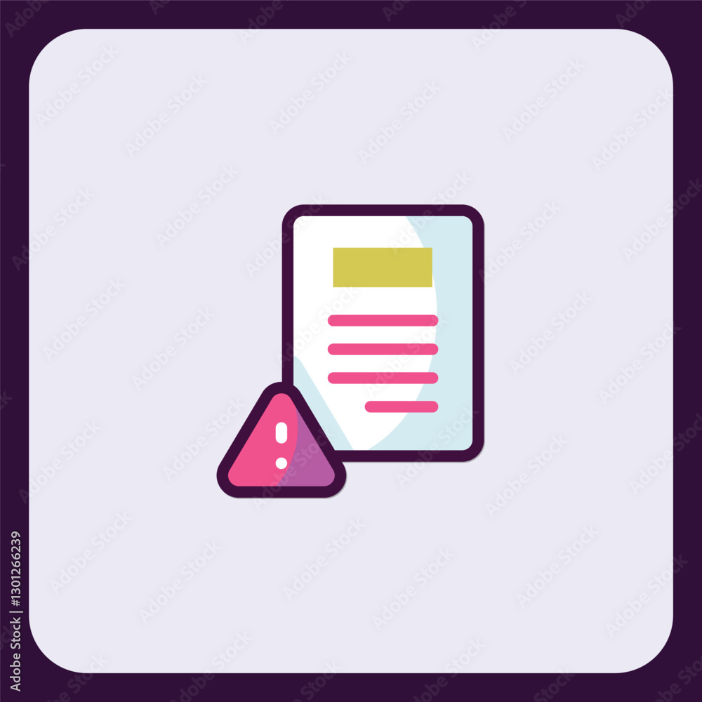 Poster document with warning icon to signal an error or problem in the process