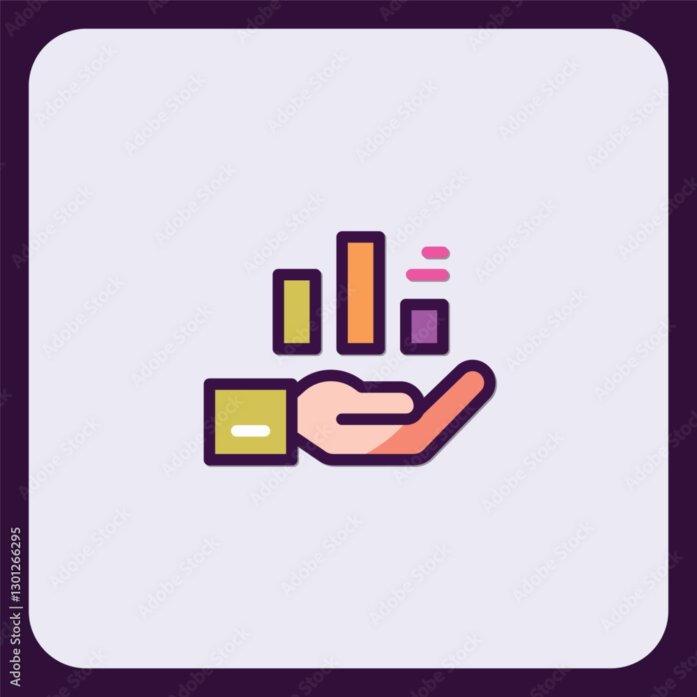 Poster graphical presentation with a minimalist design in the hands for stock