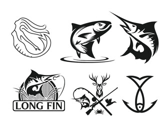 fish hunting Deer Duck and minimalist logo design	