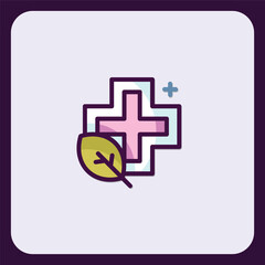 Botanical healthcare icon representing natural medicine and wellness concept