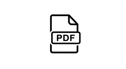 Minimalist Black and White Illustration of a PDF File