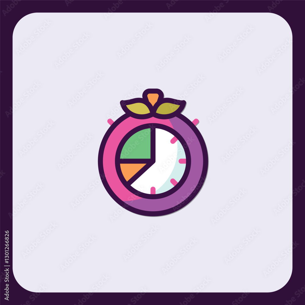 Poster stylized clock icon representing time management and productivity