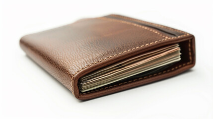 Obraz premium A wallet with money on an isolated white background, object focused, png, stock image, hd quality