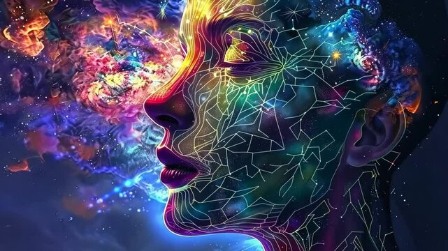 The Inner Cosmos: This striking image of a person's face melds the human form with the vastness of the universe.