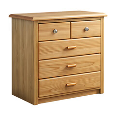 Stylish Light Wood Chest of Drawers with Five Drawers