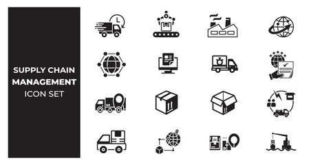 Supply chain management and logistic icon set 