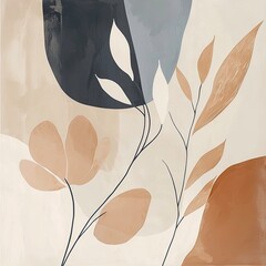 Abstract muted colors florals painting poster decoration