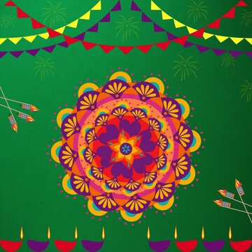 Animated Diwali Rangoli Design | Bright Colors Animated Backdrop	