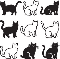 set of cats silhouettes