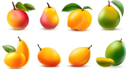 Obraz premium Realistic Fruits Isolated on White