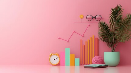 Creative digital representation of marketing trends with abstract charts and futuristic design, marketing research, innovative analytics