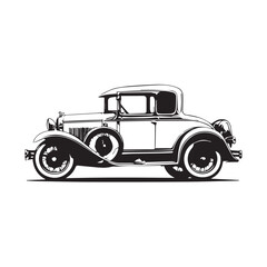 Vintage classic car silhouette. Vintage car silhouette isolated on white background. Classic car silhouette vector design. 