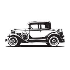 Vintage classic car silhouette. Vintage car silhouette isolated on white background. Classic car silhouette vector design. 
