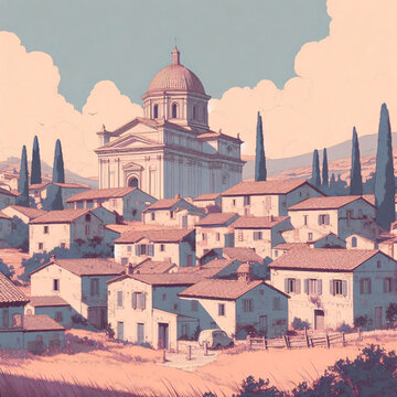 view of the old city of Italy. digital illustration.