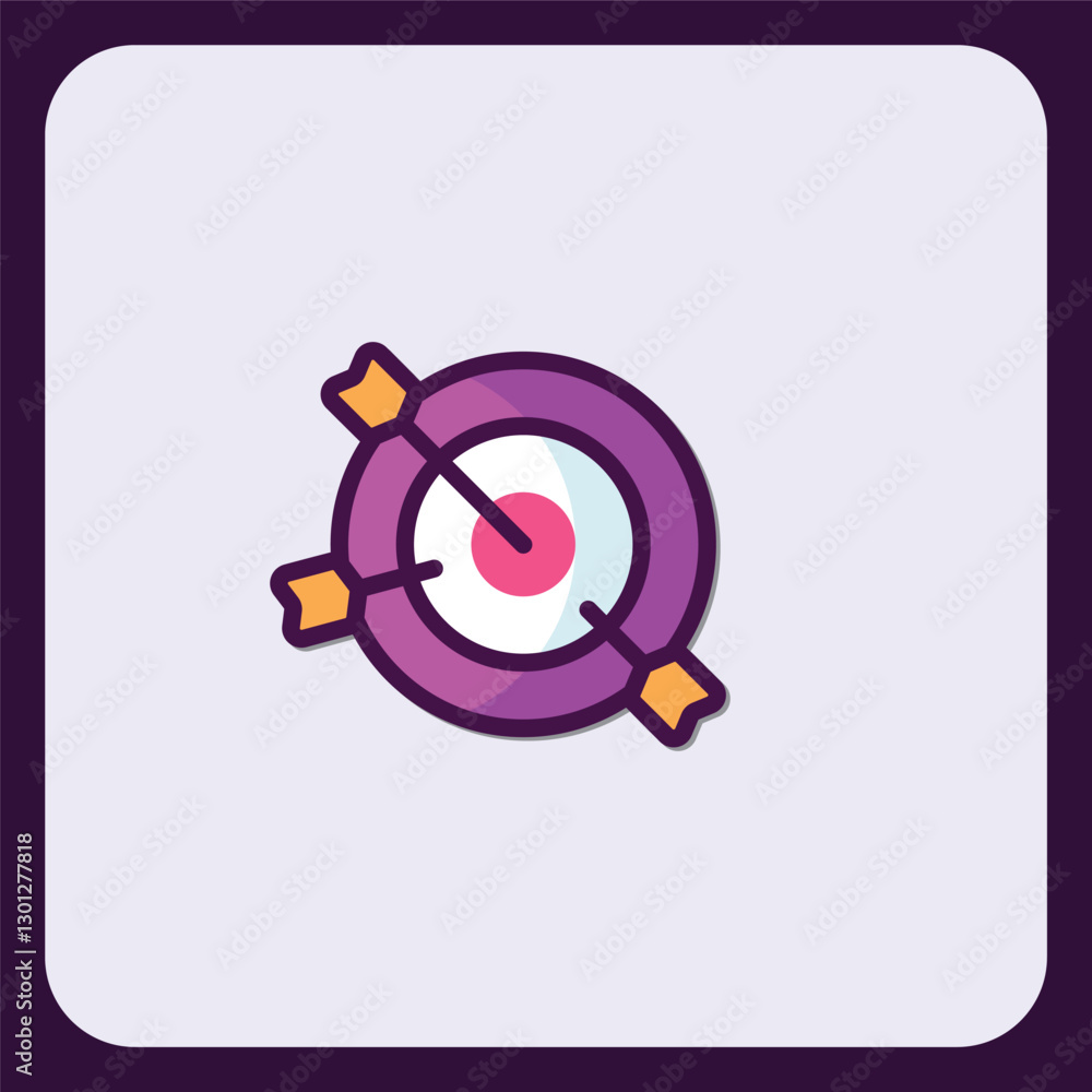 Poster purple target with arrows centered, illustrating precision and accuracy