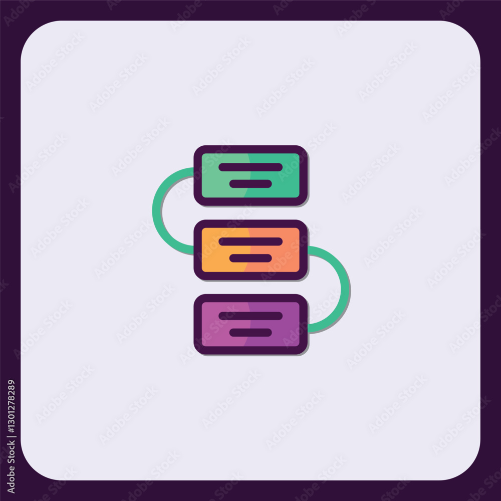 Poster colorful connection: interlinked rectangles representing process flow icon
