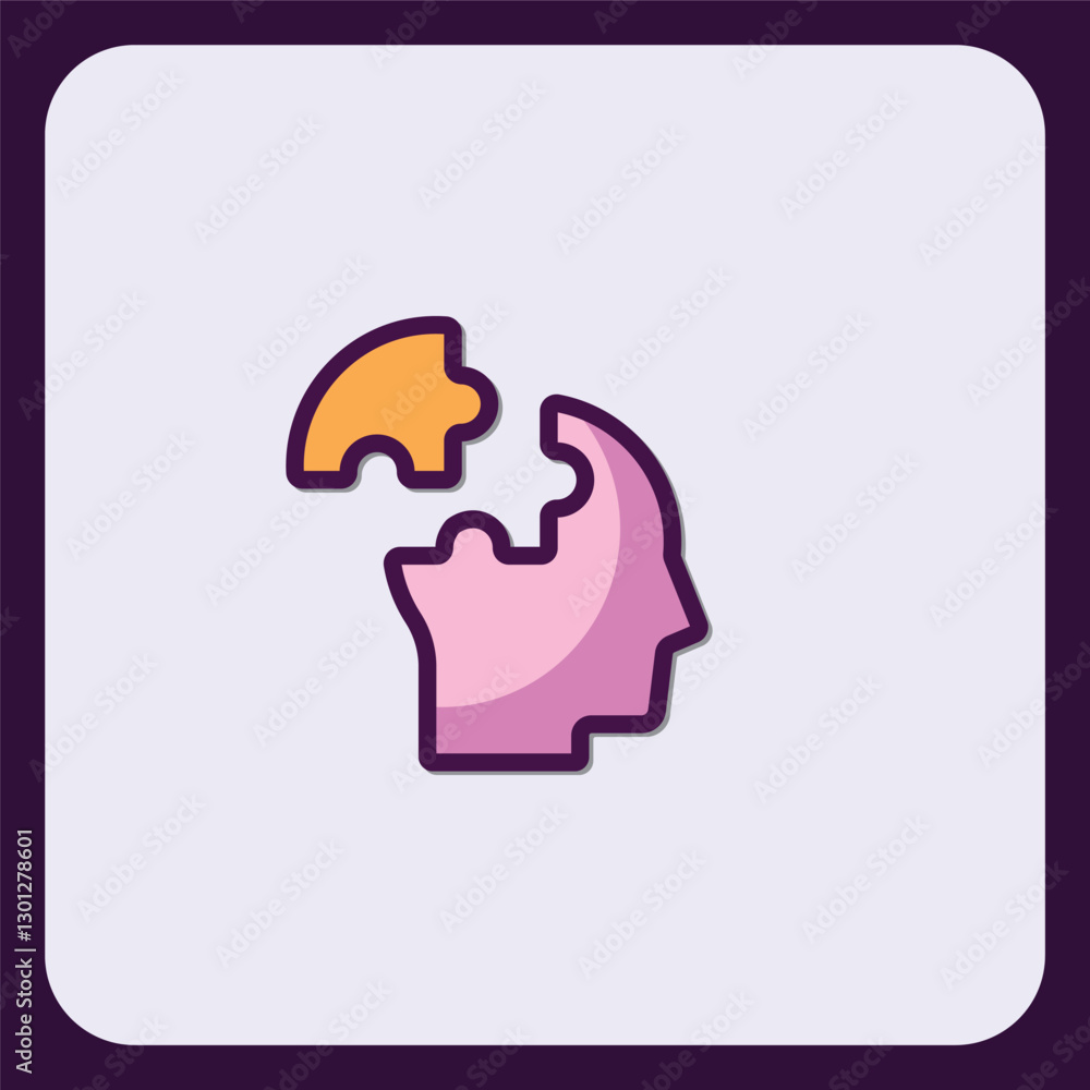 Aufkleber iconic representation of problem solving with head and puzzle piece design