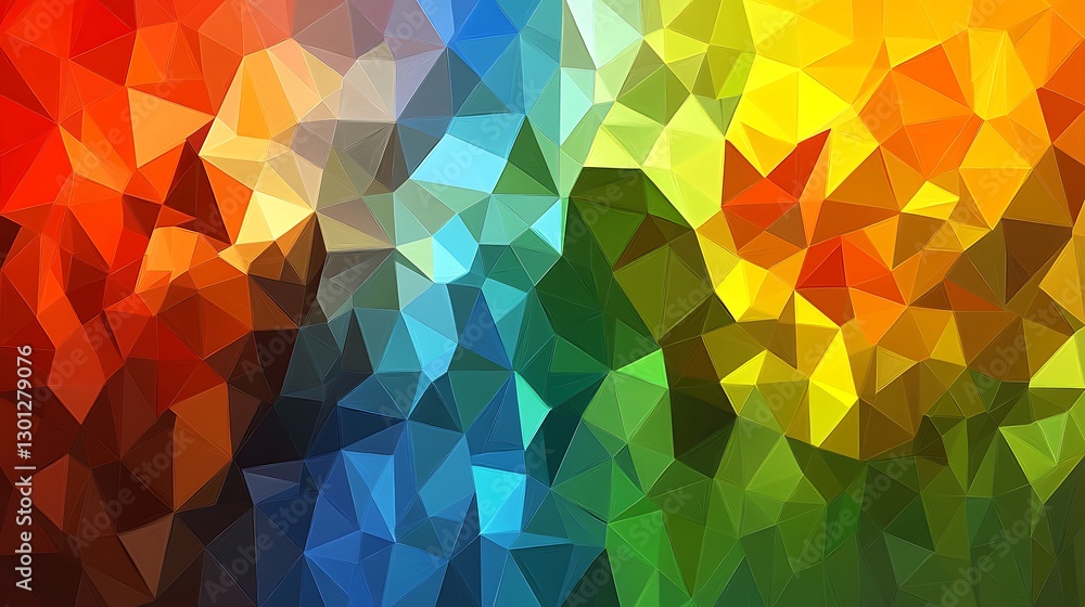 Poster dynamic polygonal spectrum: an abstract tapestry of vibrant color transitions