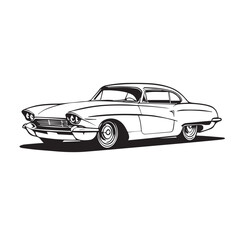 Naklejka premium Vintage classic car silhouette. Vintage car silhouette isolated on white background. Classic car silhouette vector design. 