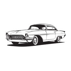Naklejka premium Vintage classic car silhouette. Vintage car silhouette isolated on white background. Classic car silhouette vector design. 